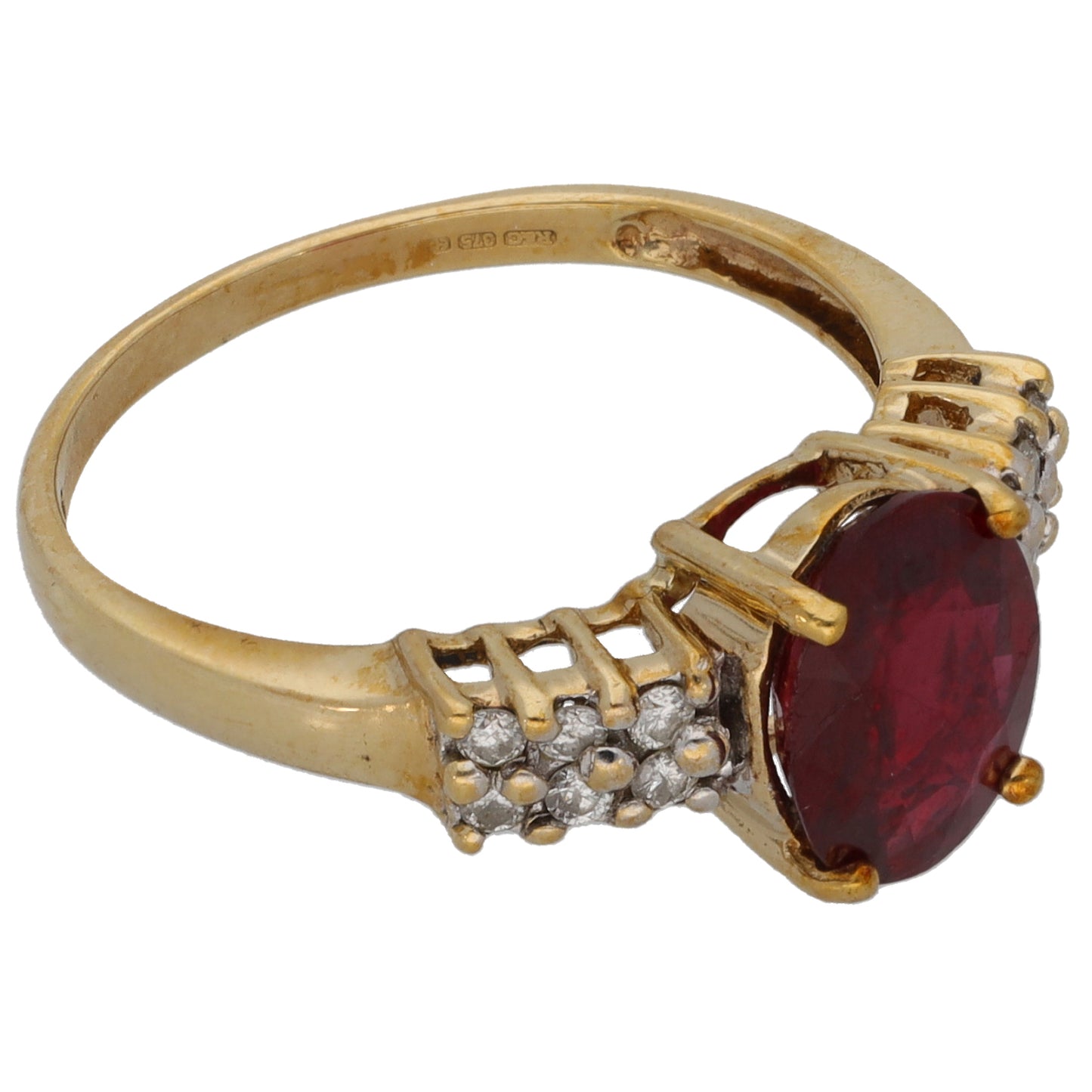 9ct Gold 0.12ct Diamond & Ruby Dress/Cocktail Ring Size M