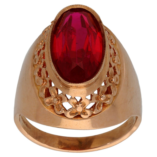 14ct Rose Gold Imitation Gem Single Stone Ring Size P