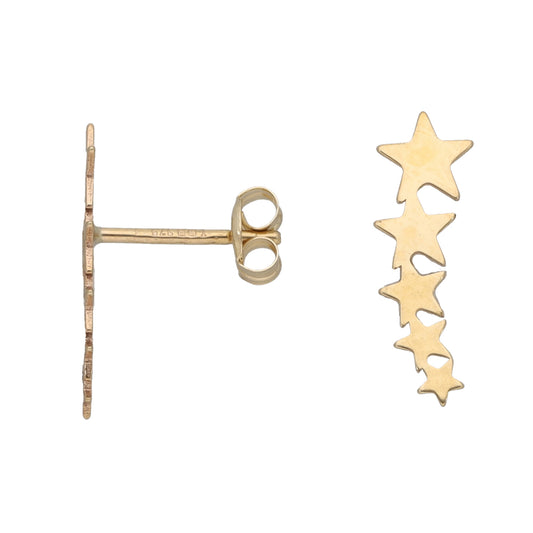 New 9ct Gold Star Climber Earrings