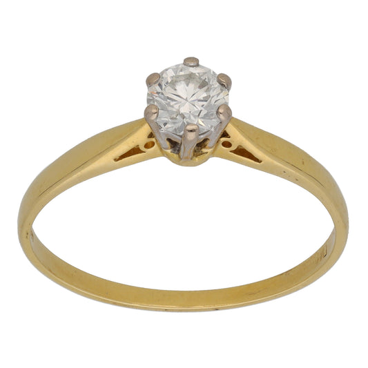 18ct Gold 0.50ct Diamond Solitaire Ring Size T