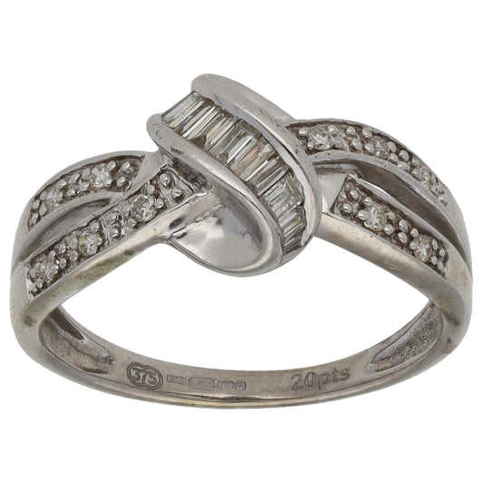 9ct White Gold 0.20ct Diamond Dress/Cocktail Ring Size L
