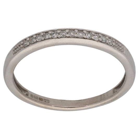 9ct White Gold 0.075ct Diamond Half Eternity Ring Size M