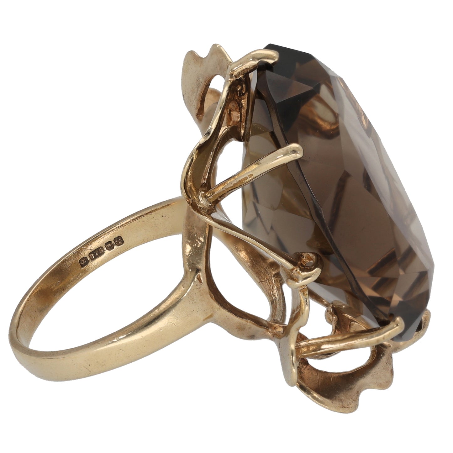 9ct Gold Smoky Quartz Single Stone Ring Size M