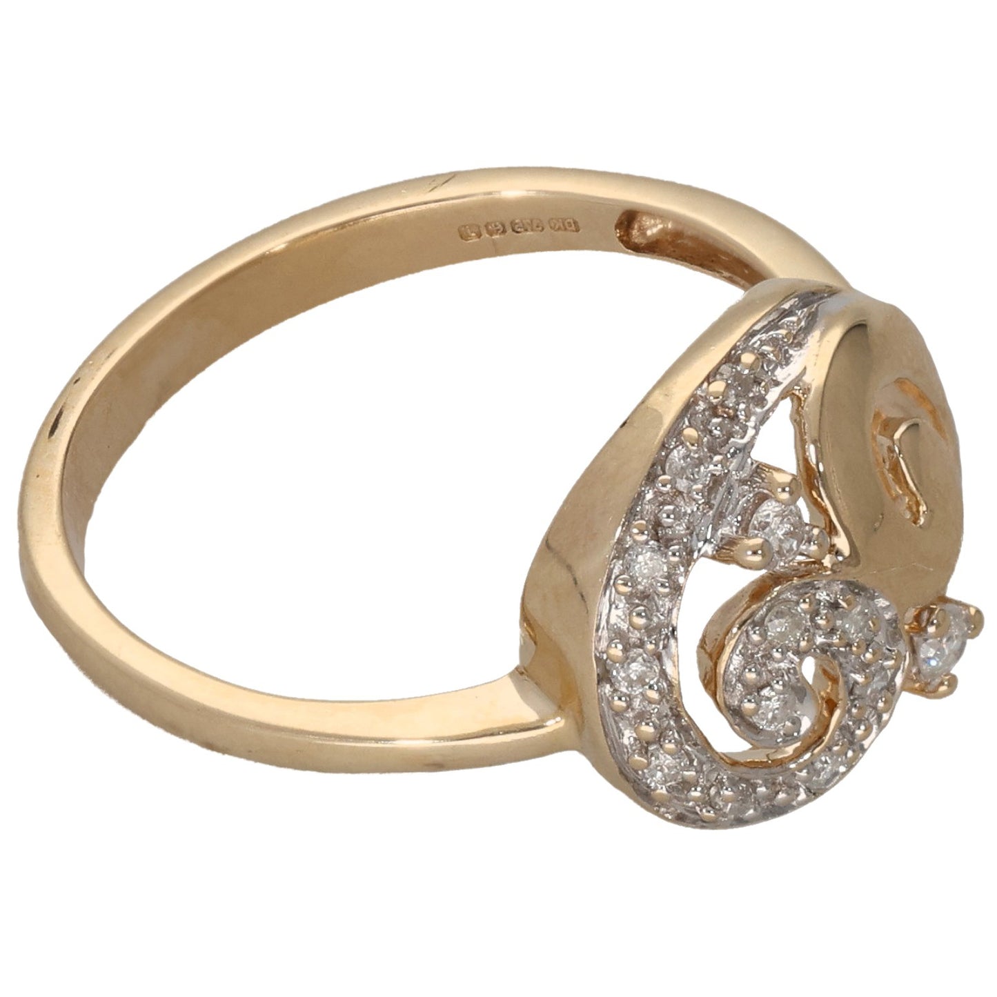 9ct Gold 0.075ct Diamond Dress/Cocktail Ring Size N