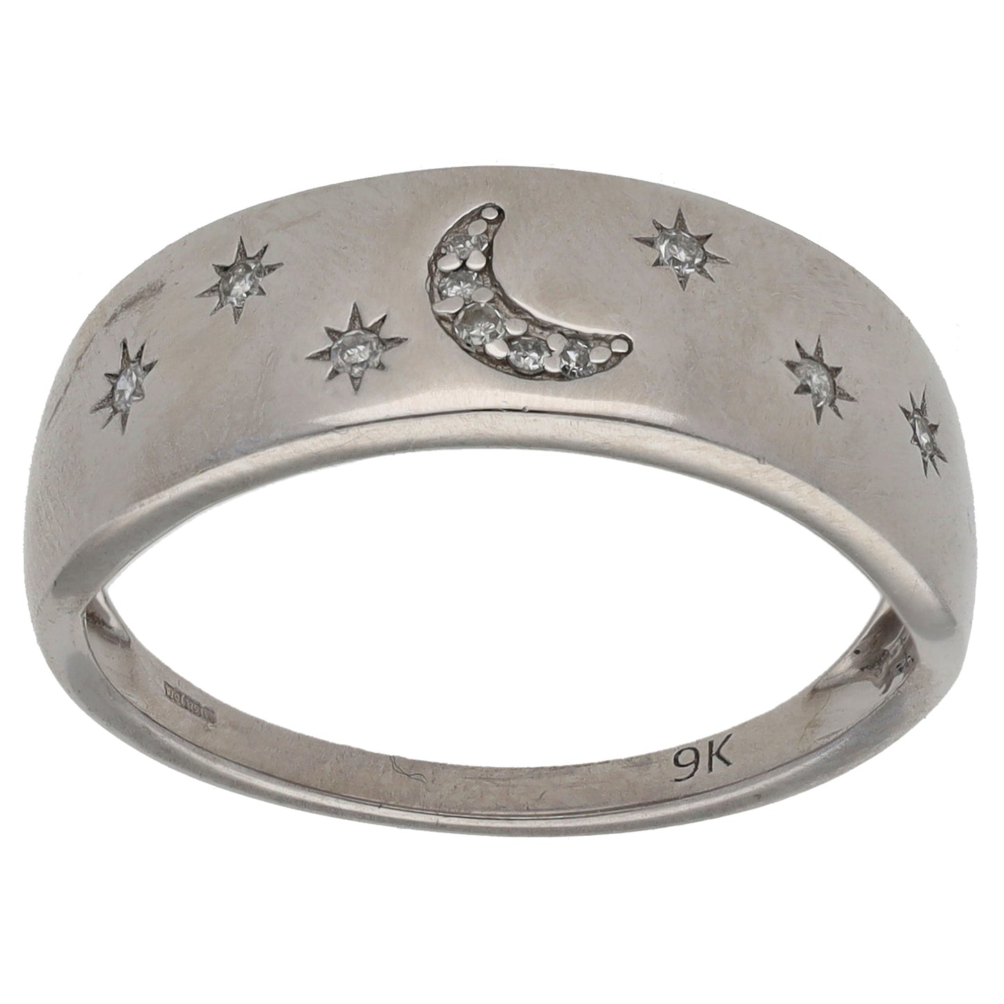 9ct White Gold 0.05ct Diamond Dress/Cocktail Ring Size Q