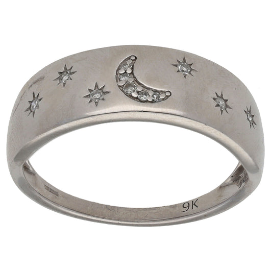 9ct White Gold 0.05ct Diamond Dress/Cocktail Ring Size Q