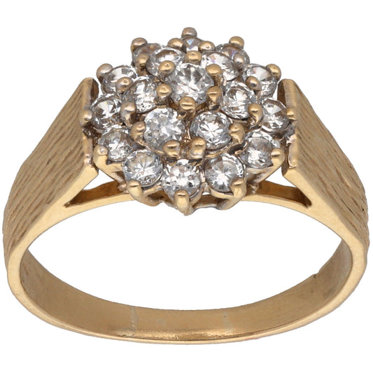9ct Gold Cubic Zirconia Cluster Ring Size O