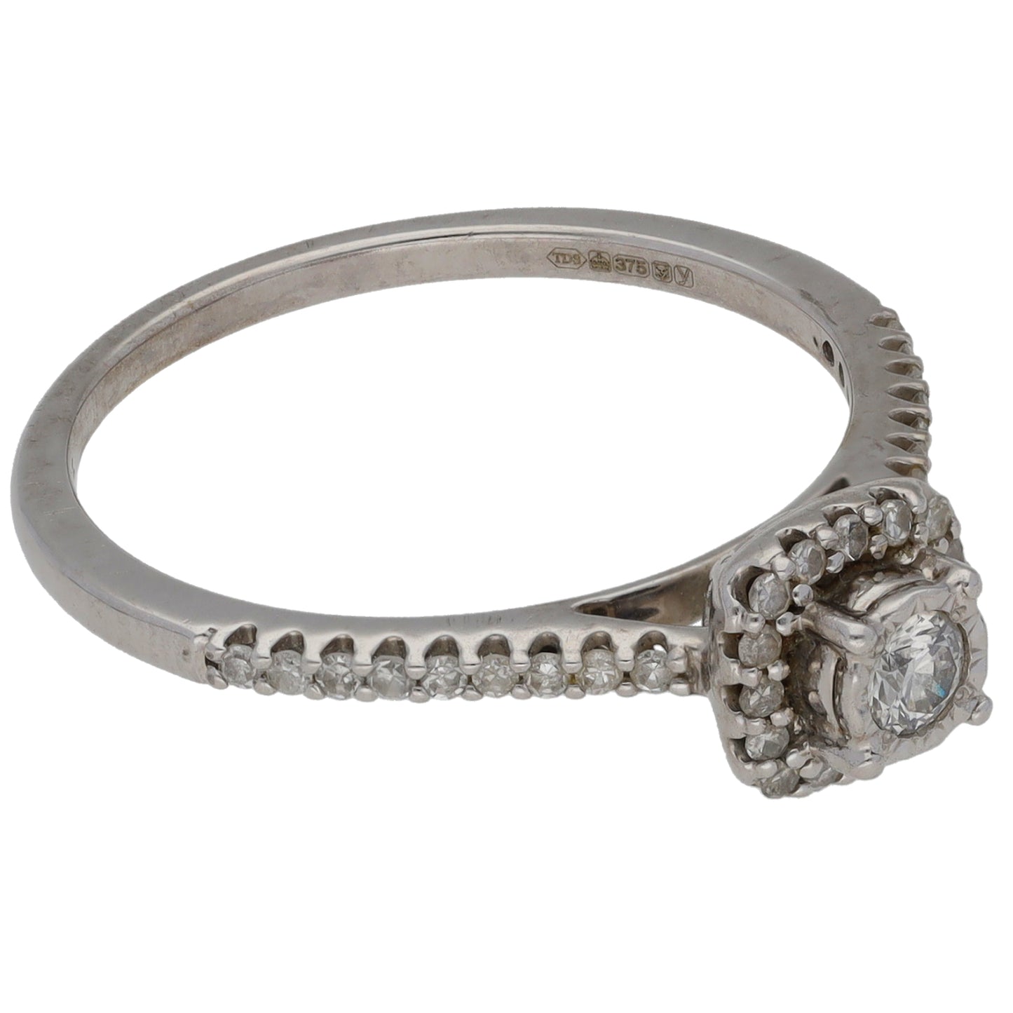 9ct White Gold 0.27ct Diamond Cluster Ring Size N