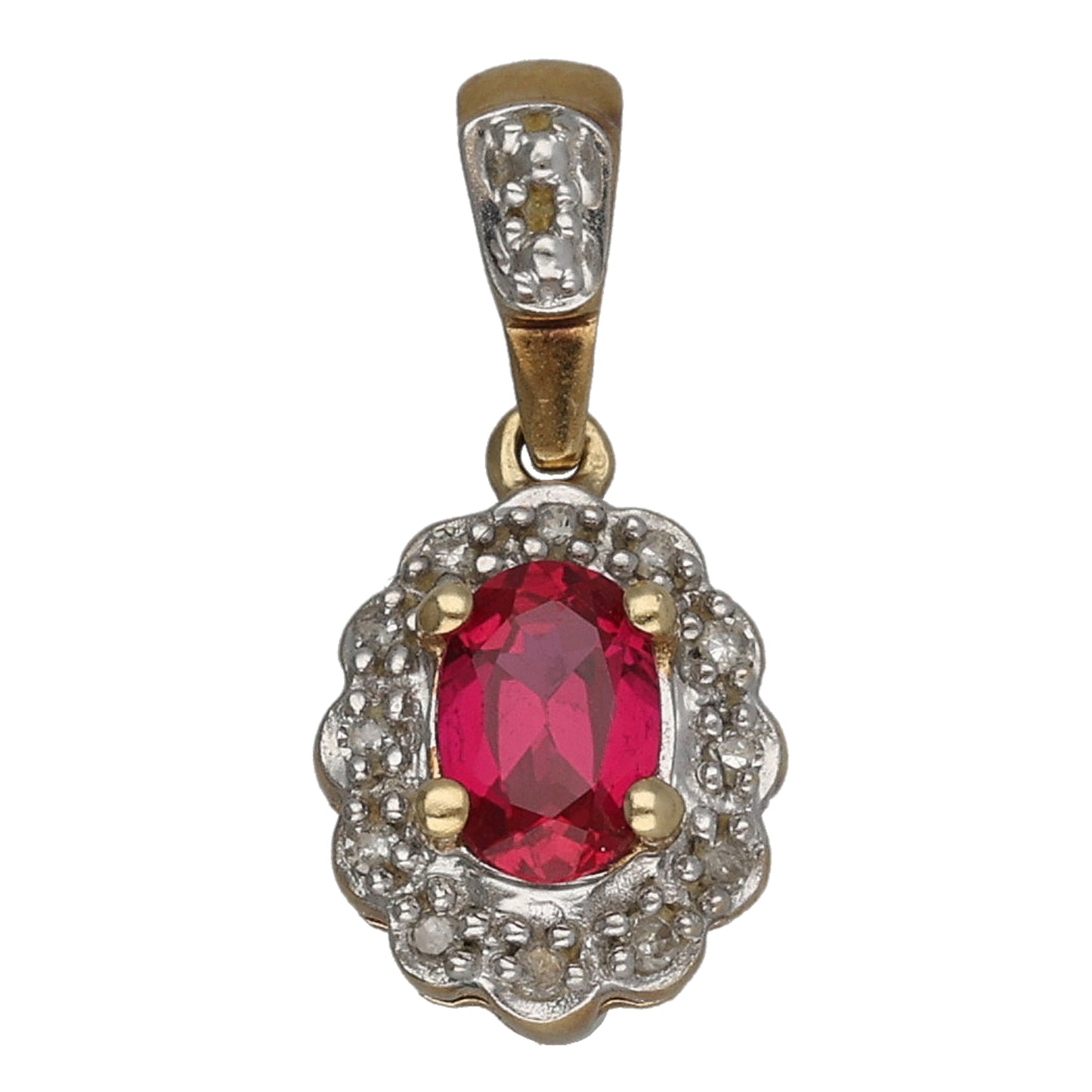 9ct Gold Ruby & 0.06ct Diamond Dress/Cocktail Pendant