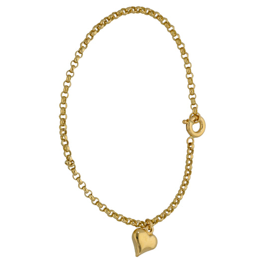 New 14ct Gold Belcher & Heart Bracelet
