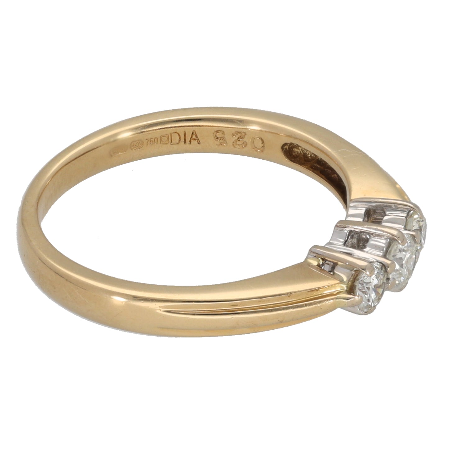 18ct Gold 0.25ct Diamond Trilogy Ring Size L