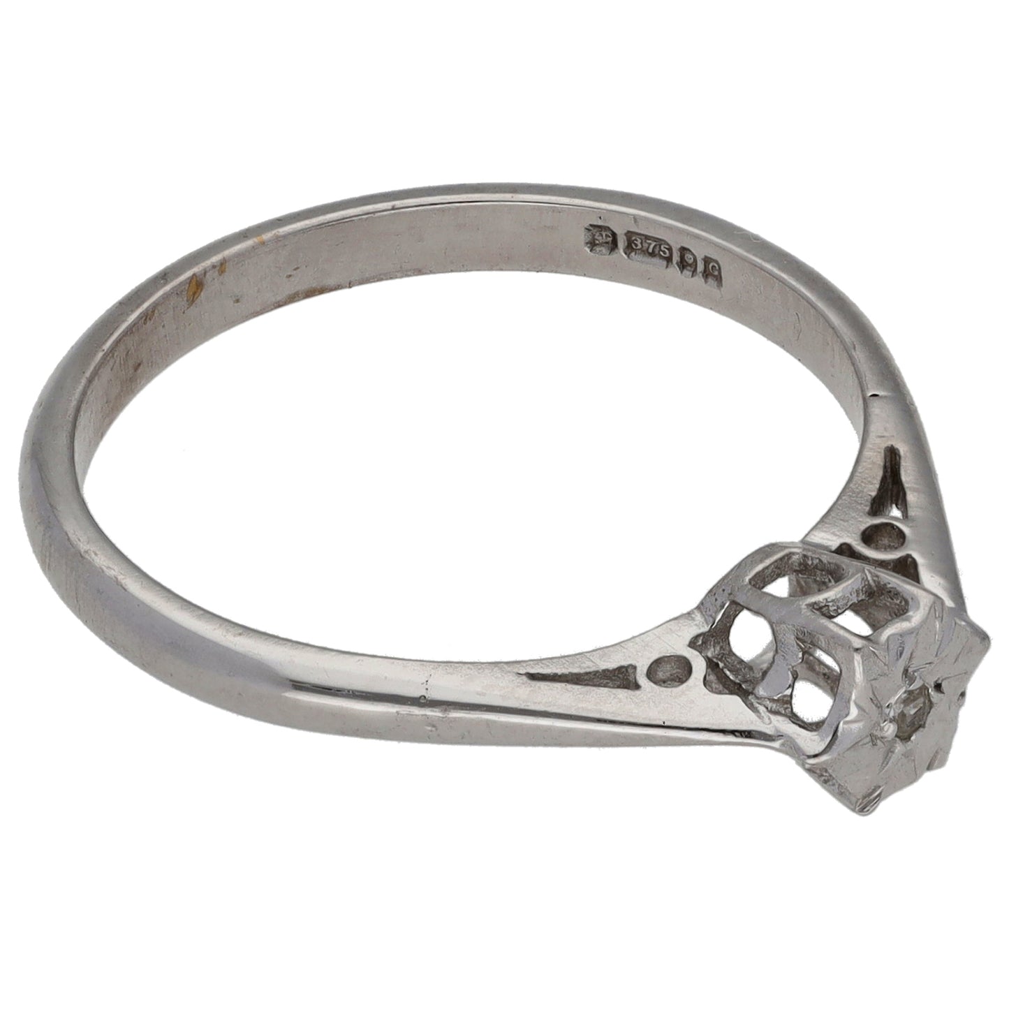9ct White Gold 0.01ct Diamond Solitaire Ring Size P