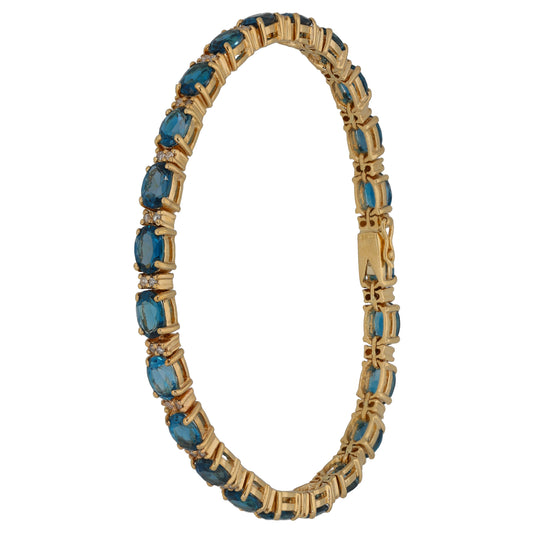9ct Gold Topaz & 0.46ct Diamond Fancy Bracelet