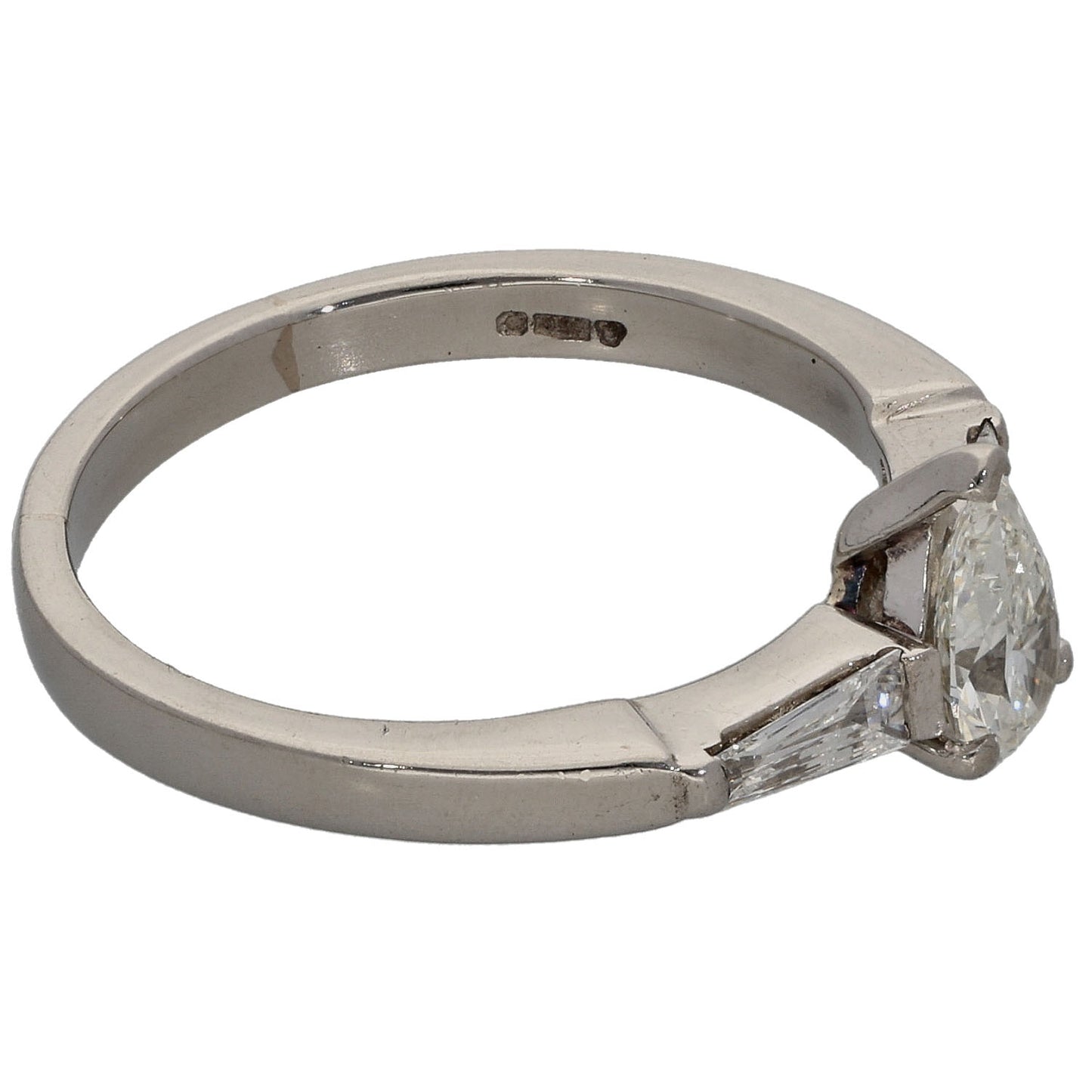 Platinum 0.75ct Diamond Solitaire Ring With Accent Stones Size N