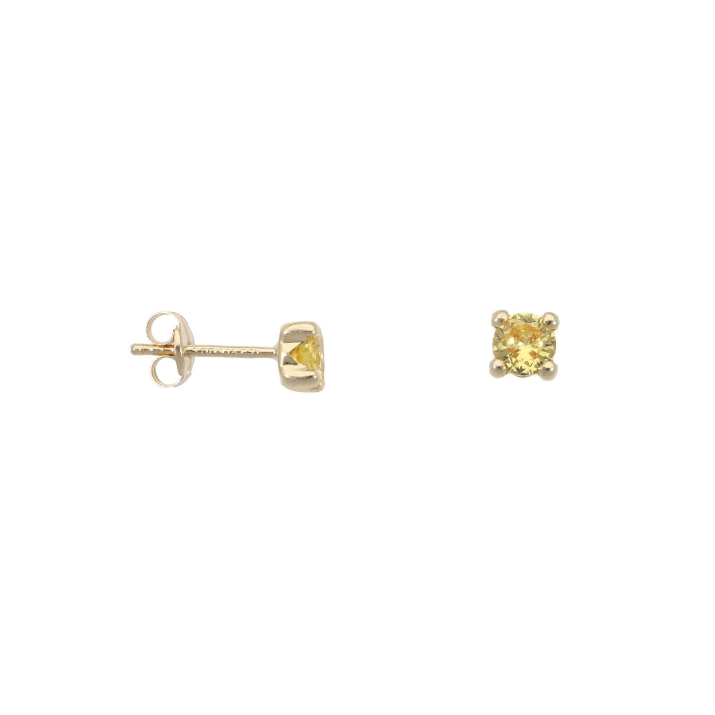 9ct Gold Yellow Cubic Zirconia Stud Earrings