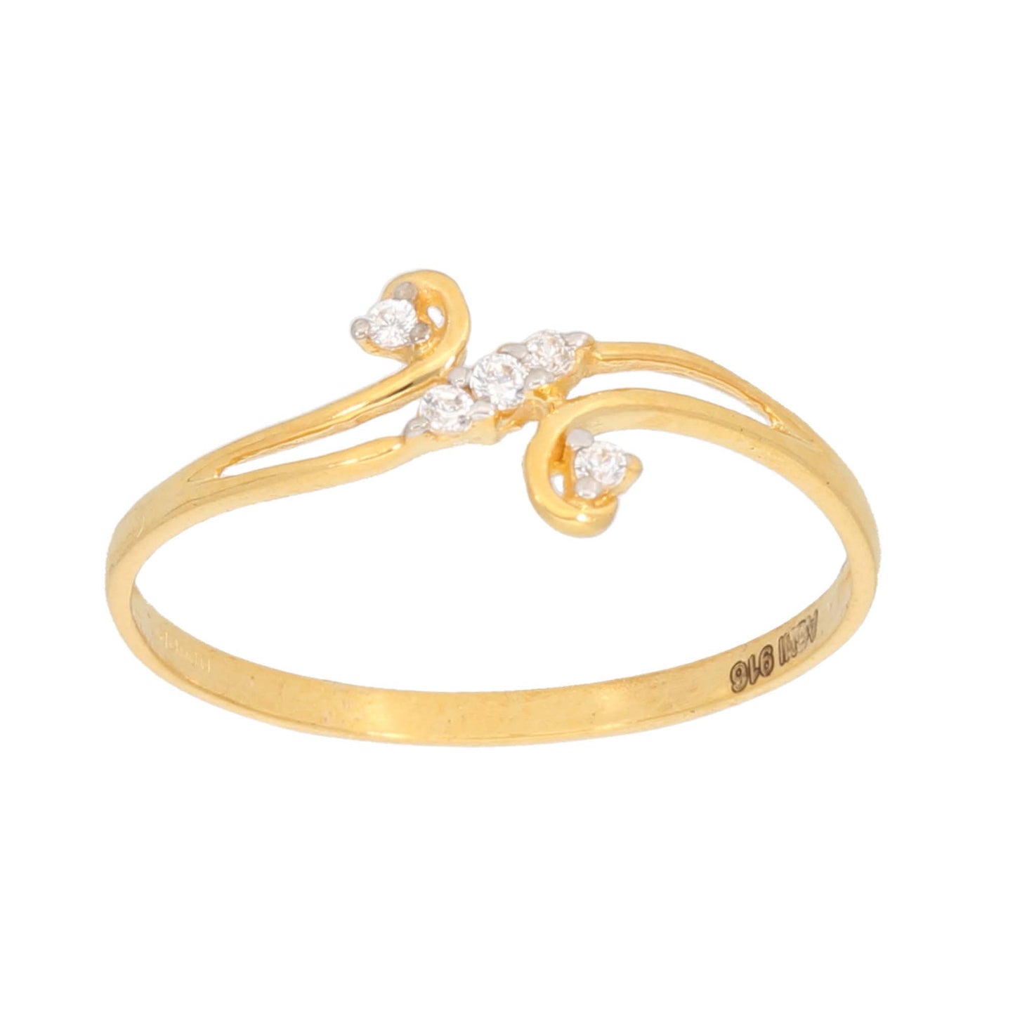 22ct Gold Dress/Cocktail Ring With Swarovski Zirconia Stones - Size T