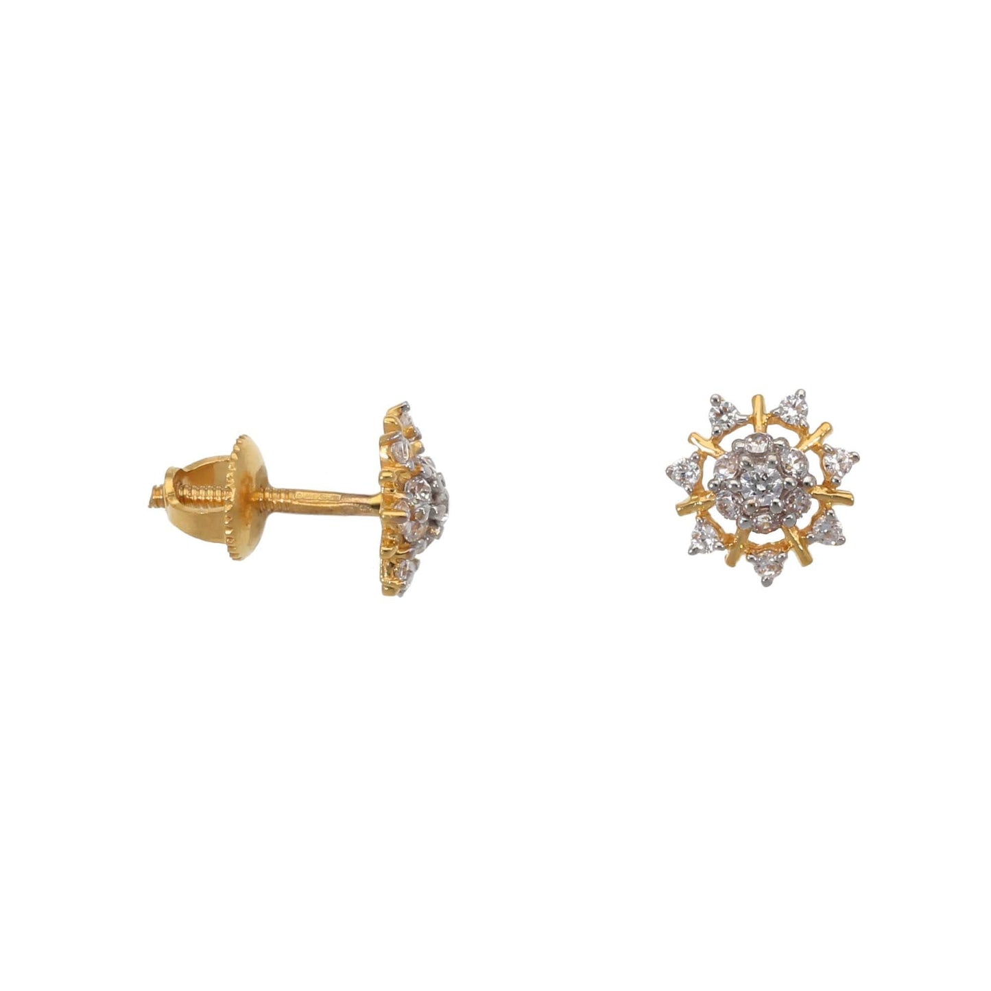 22ct Gold Screw Back Stud Earrings With Swarovski Zirconia Stones