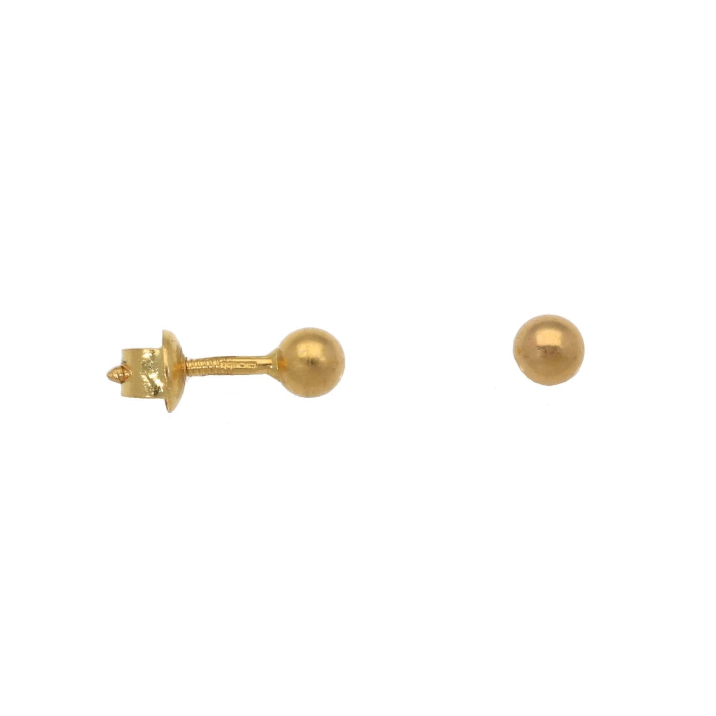 22ct Gold Plain Screw Back Stud Earrings 4mm