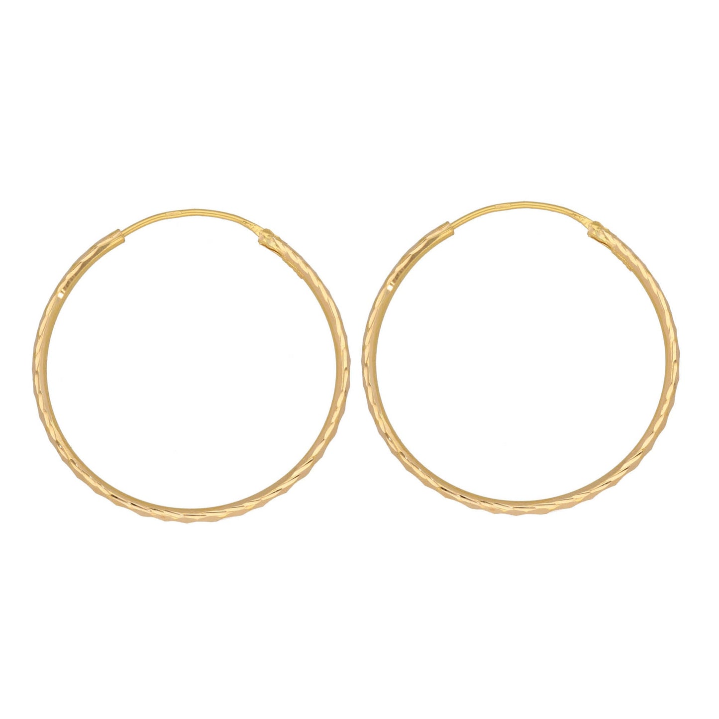 22ct Gold Fancy Plain Hoop Earrings 35mm