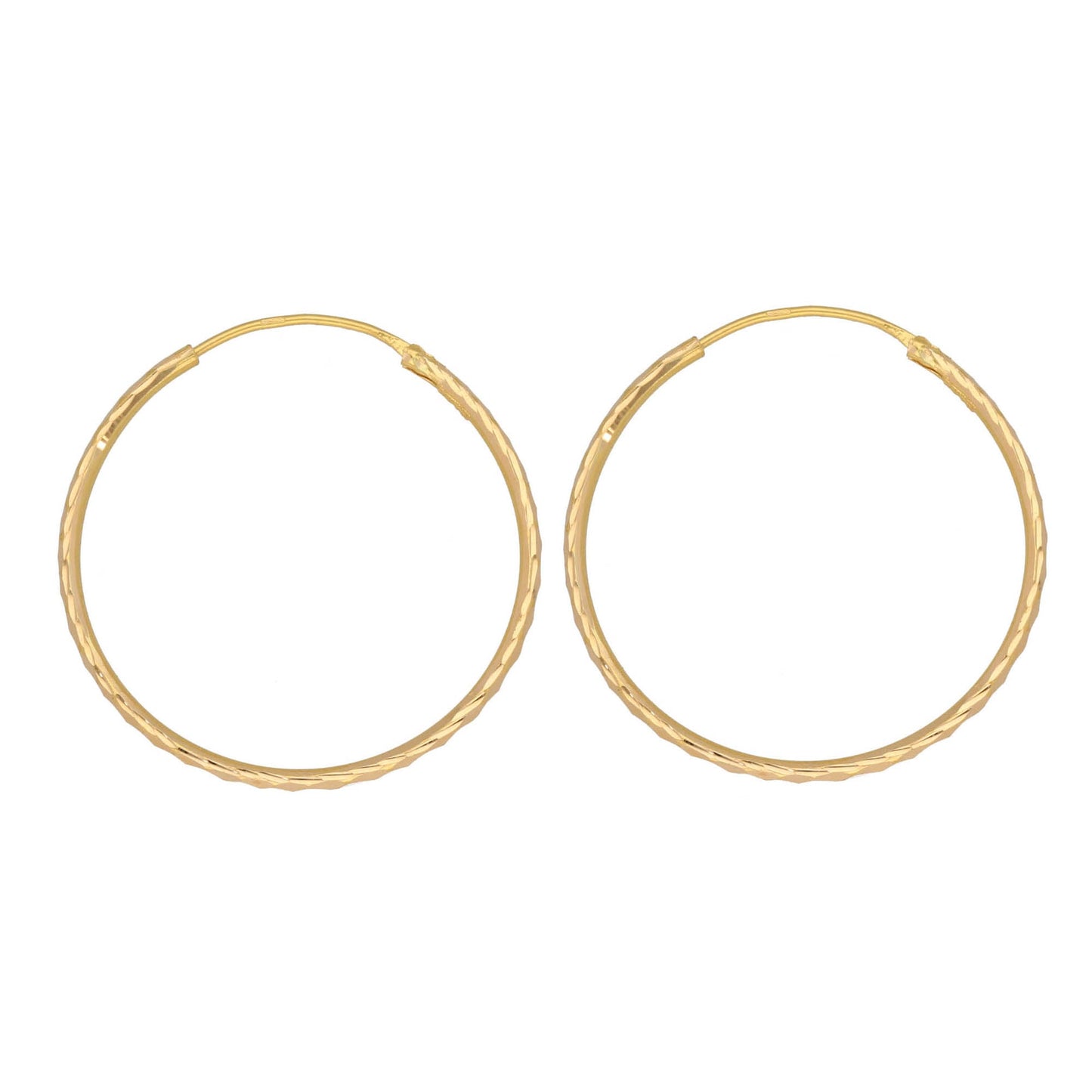 22ct Gold Fancy Plain Hoop Earrings 35mm