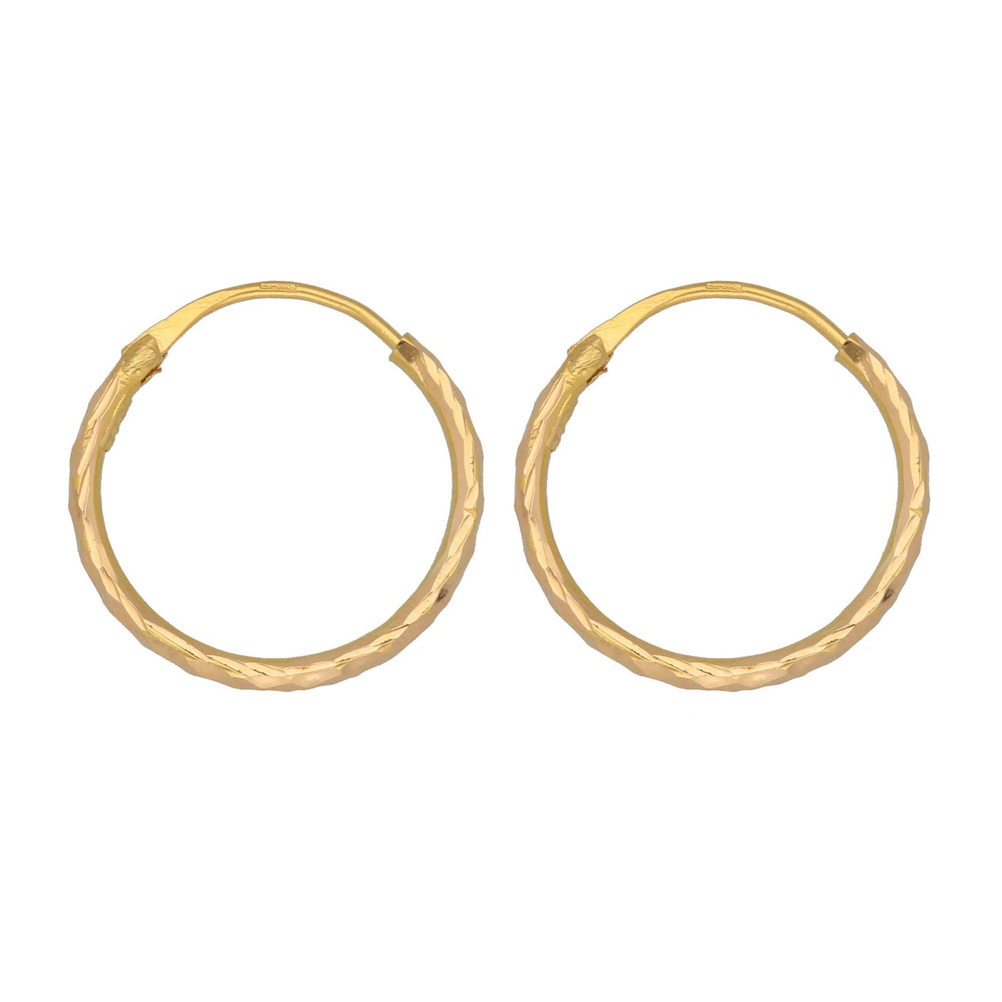 22ct Gold Fancy Plain Hoop Earrings 18mm