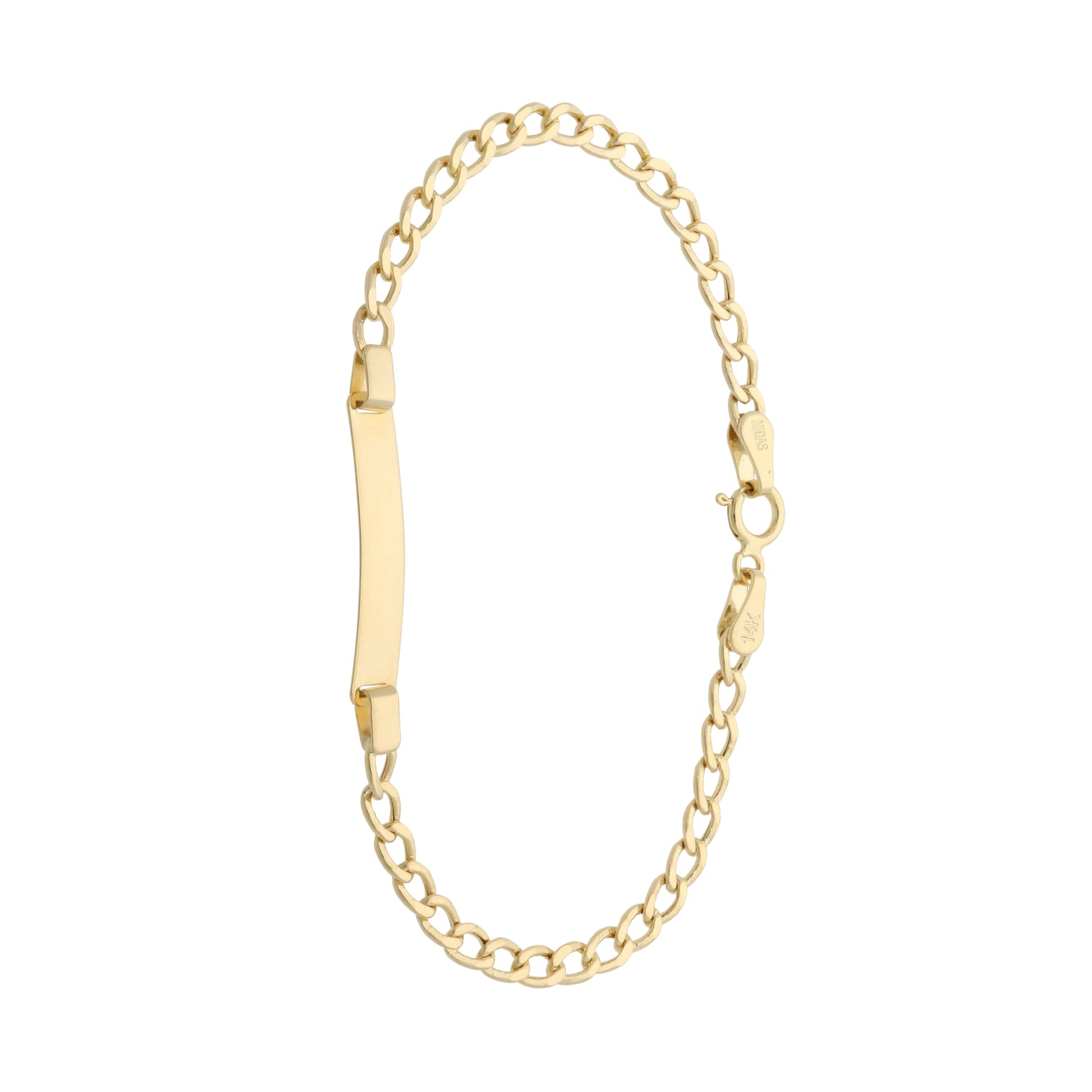 14ct Gold Curb ID Kids Bracelet - 15cm