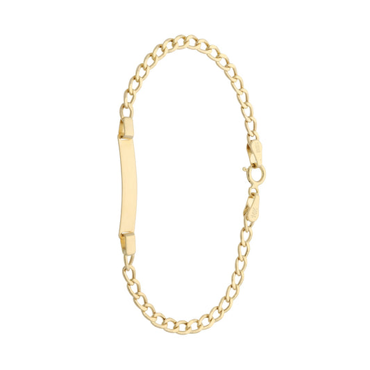 14ct Gold Curb ID Kids Bracelet - 15cm