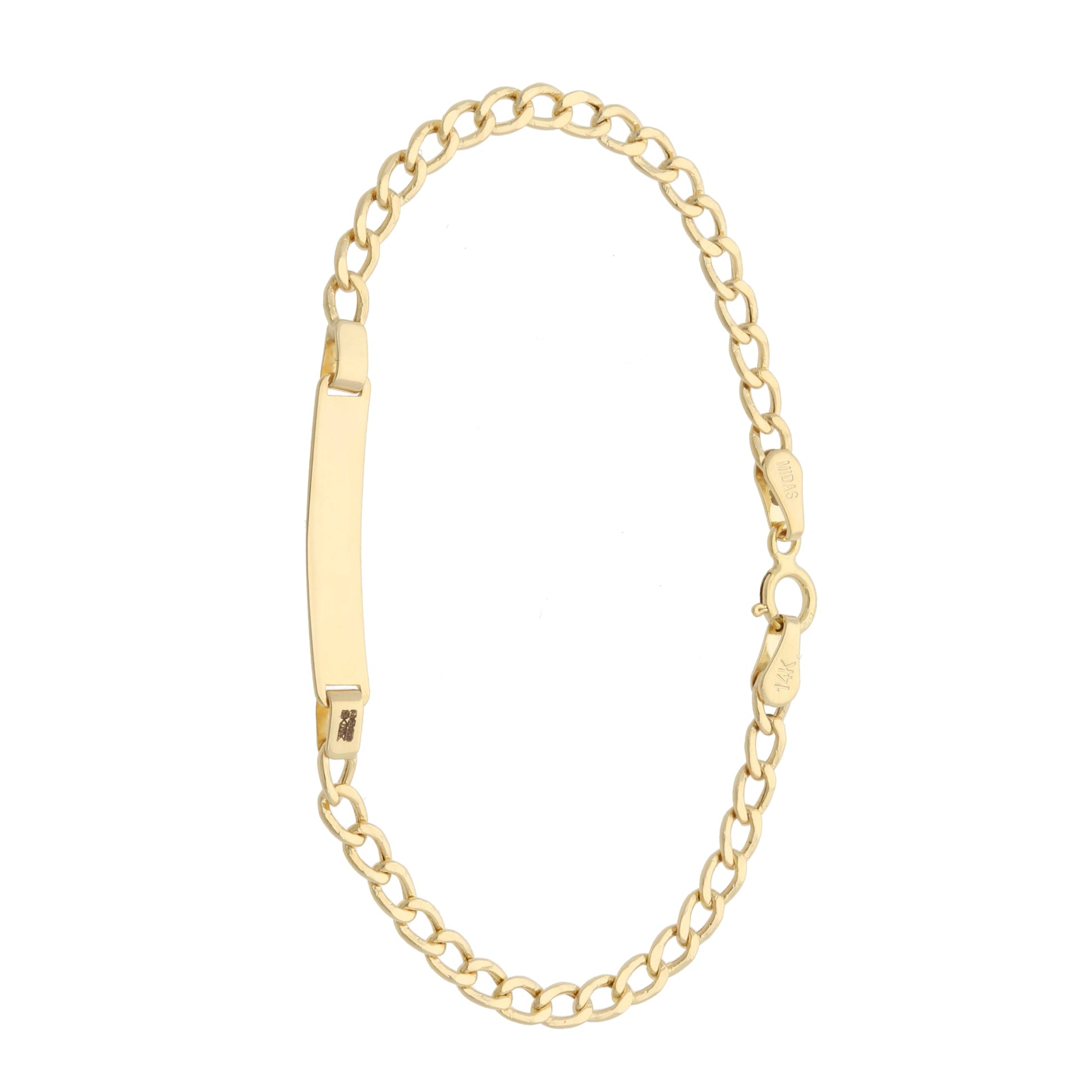14ct Gold Curb ID Kids Bracelet - 15cm