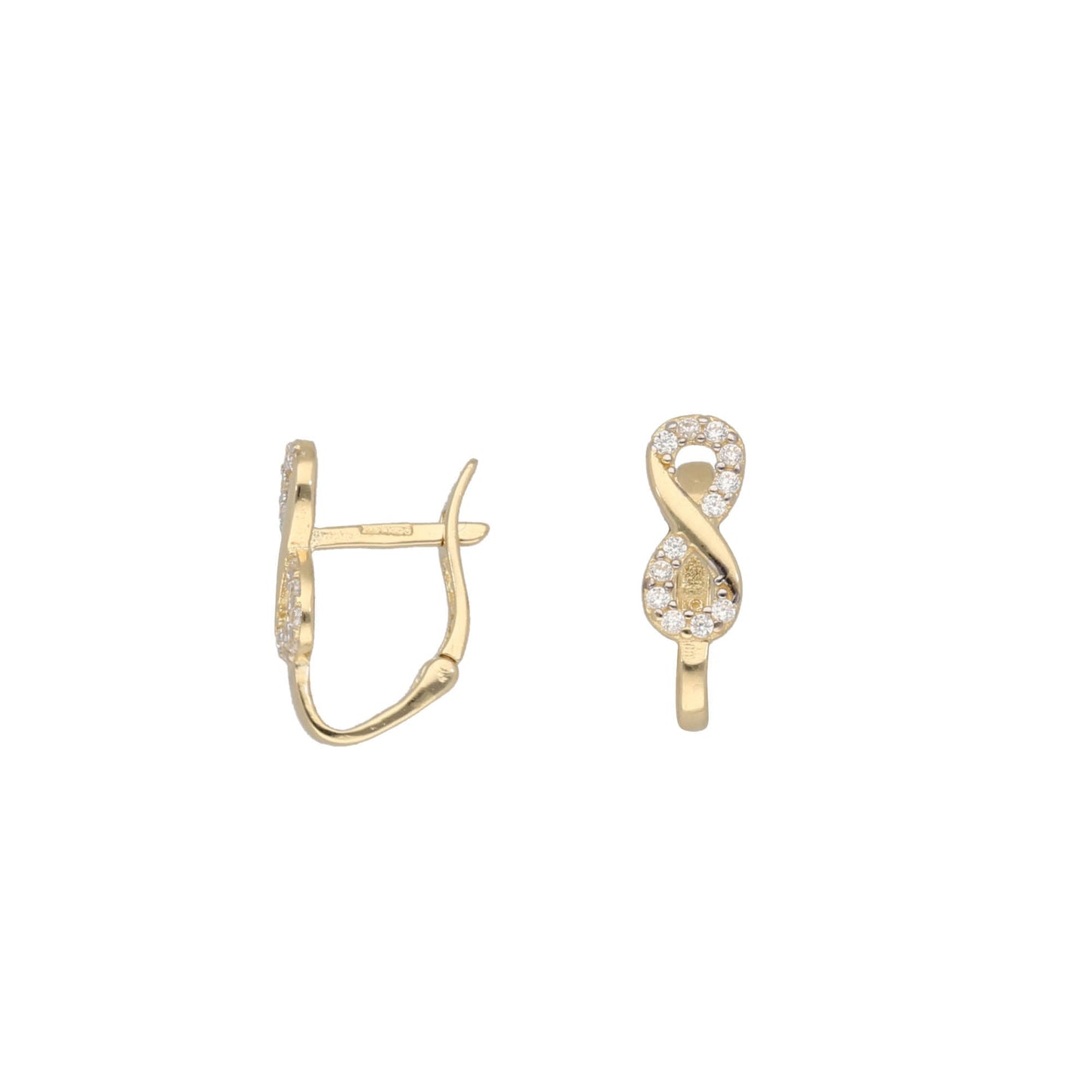 14ct Gold Cubic Zirconia Infinity Kids Earrings - 14.5mm