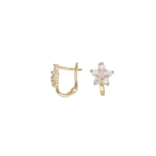 14ct Gold Cubic Zirconia Cluster Kids Earrings - 11mm