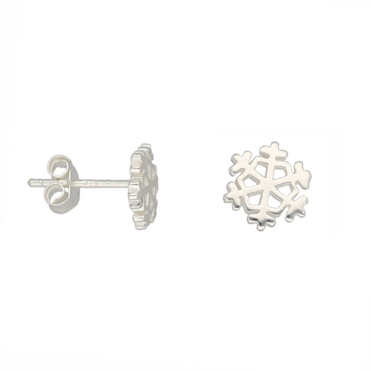 Sterling Silver Christmas Snowflake Stud Earrings