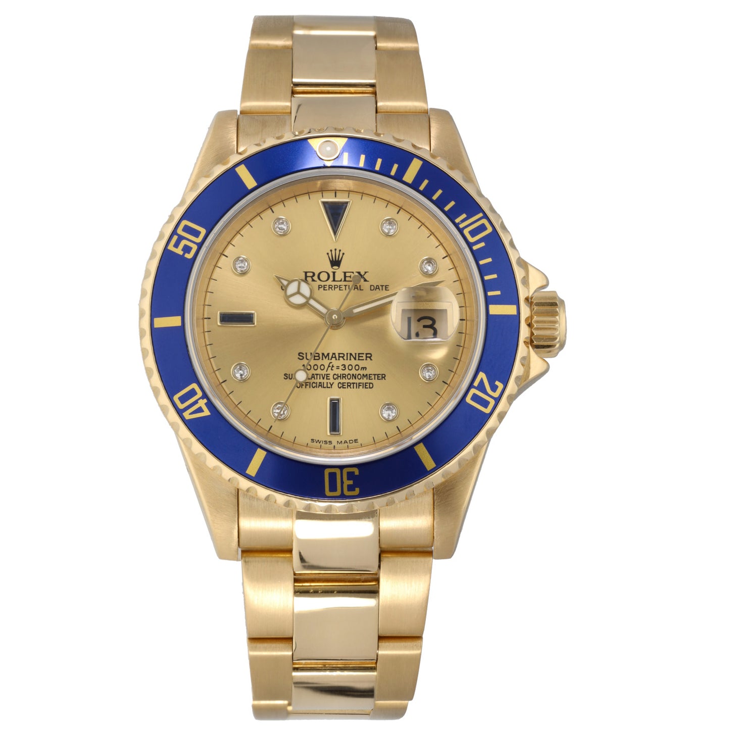 Rolex Submariner 16618 41mm Gold Mens Watch