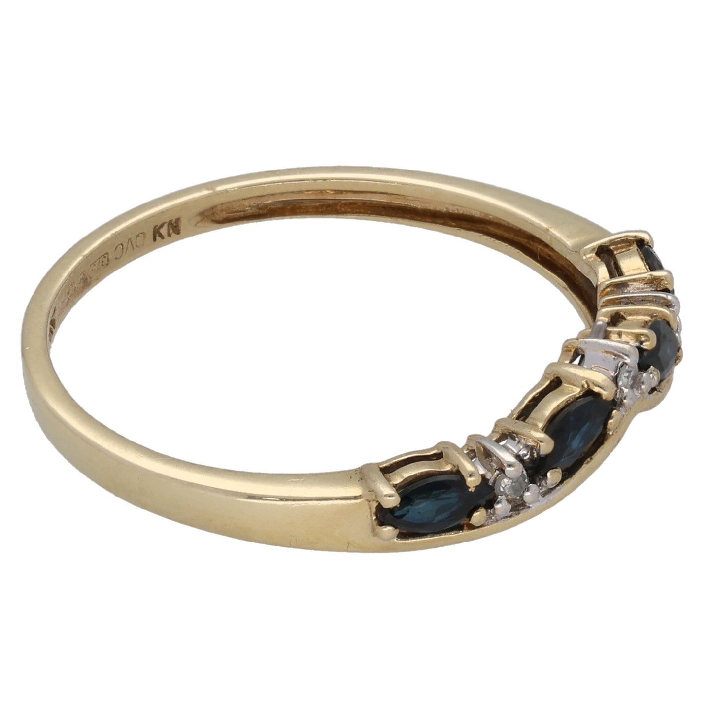 9ct Gold Sapphire & 0.16ct Diamond Ring Set Size Q