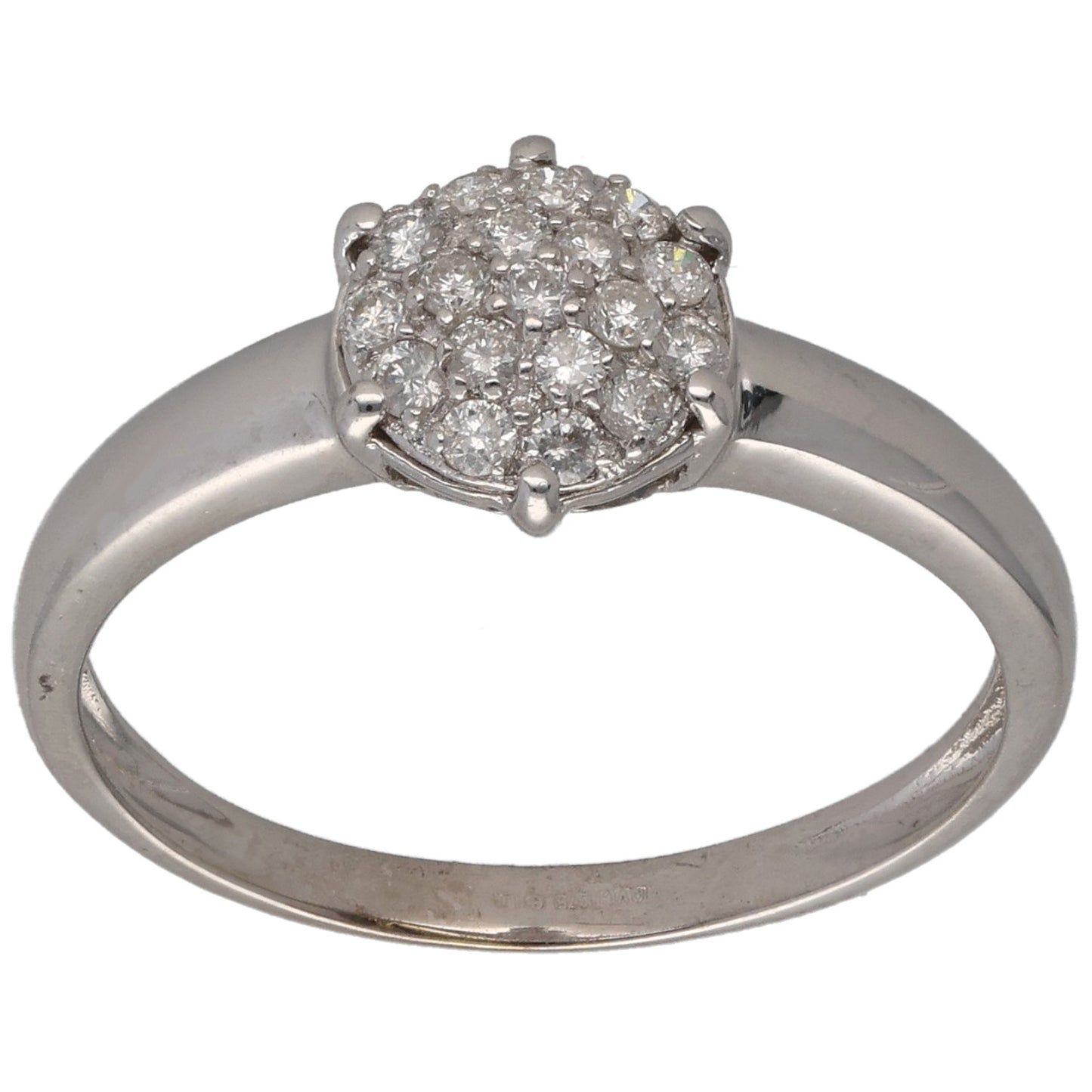 9ct White Gold 0.19ct Diamond Cluster Ring Size P