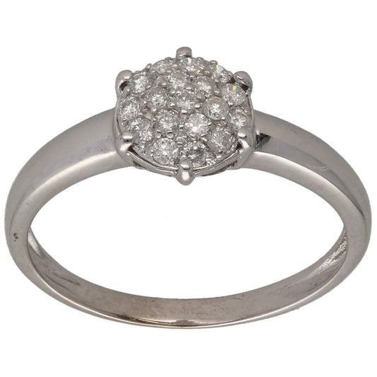 9ct White Gold 0.19ct Diamond Cluster Ring Size P