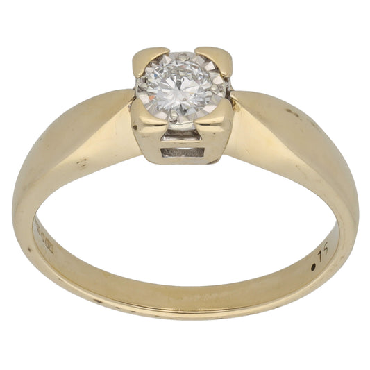 9ct Gold 0.15ct Diamond Solitaire Ring Size M