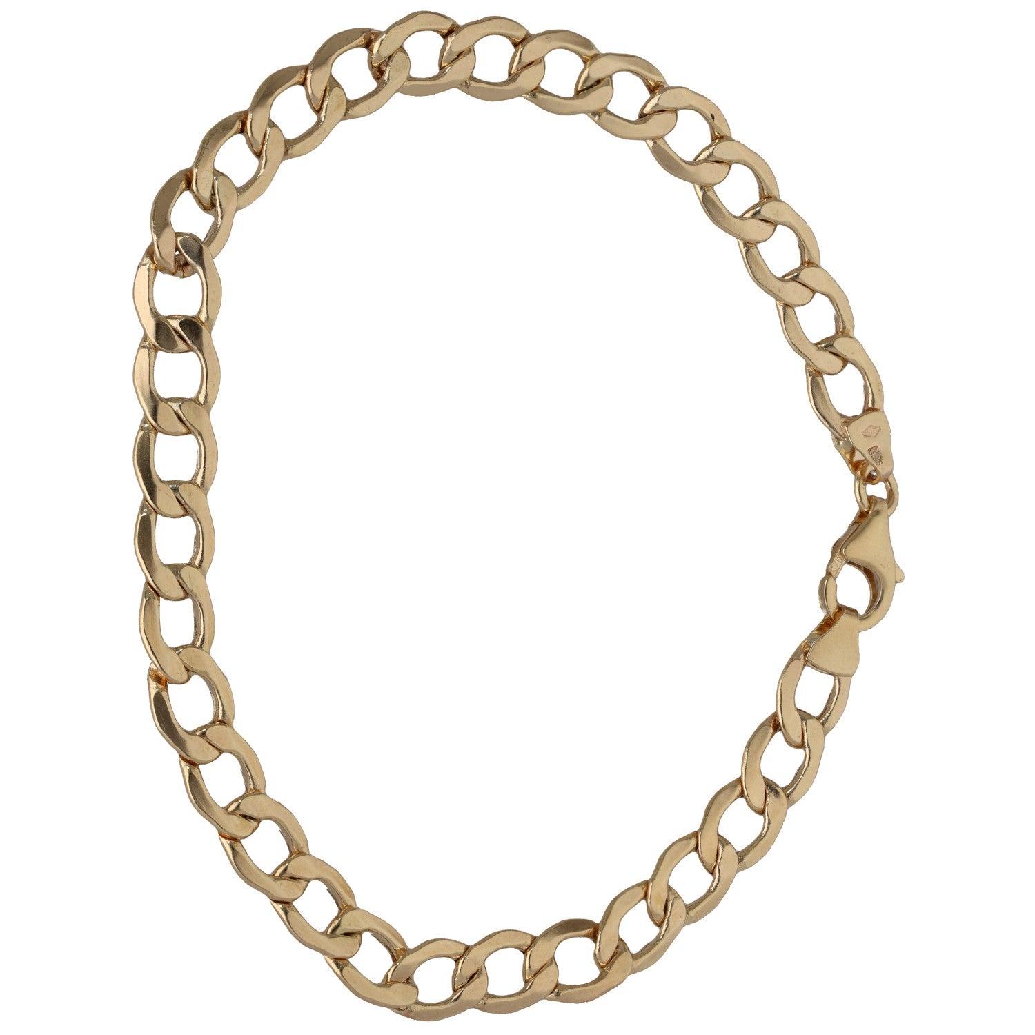 9ct gold curb-link bracelet with oval chain links