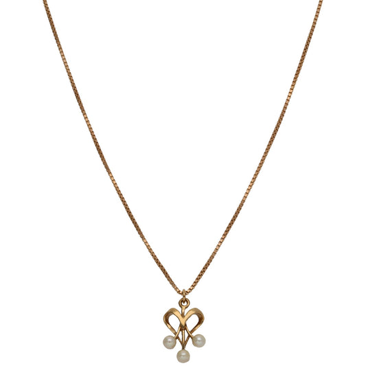 9ct Gold Cultured Pearl Dress/Cocktail Pendant With Chain