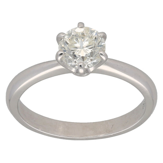 18ct White Gold 0.95ct Diamond Solitaire Ring Size M
