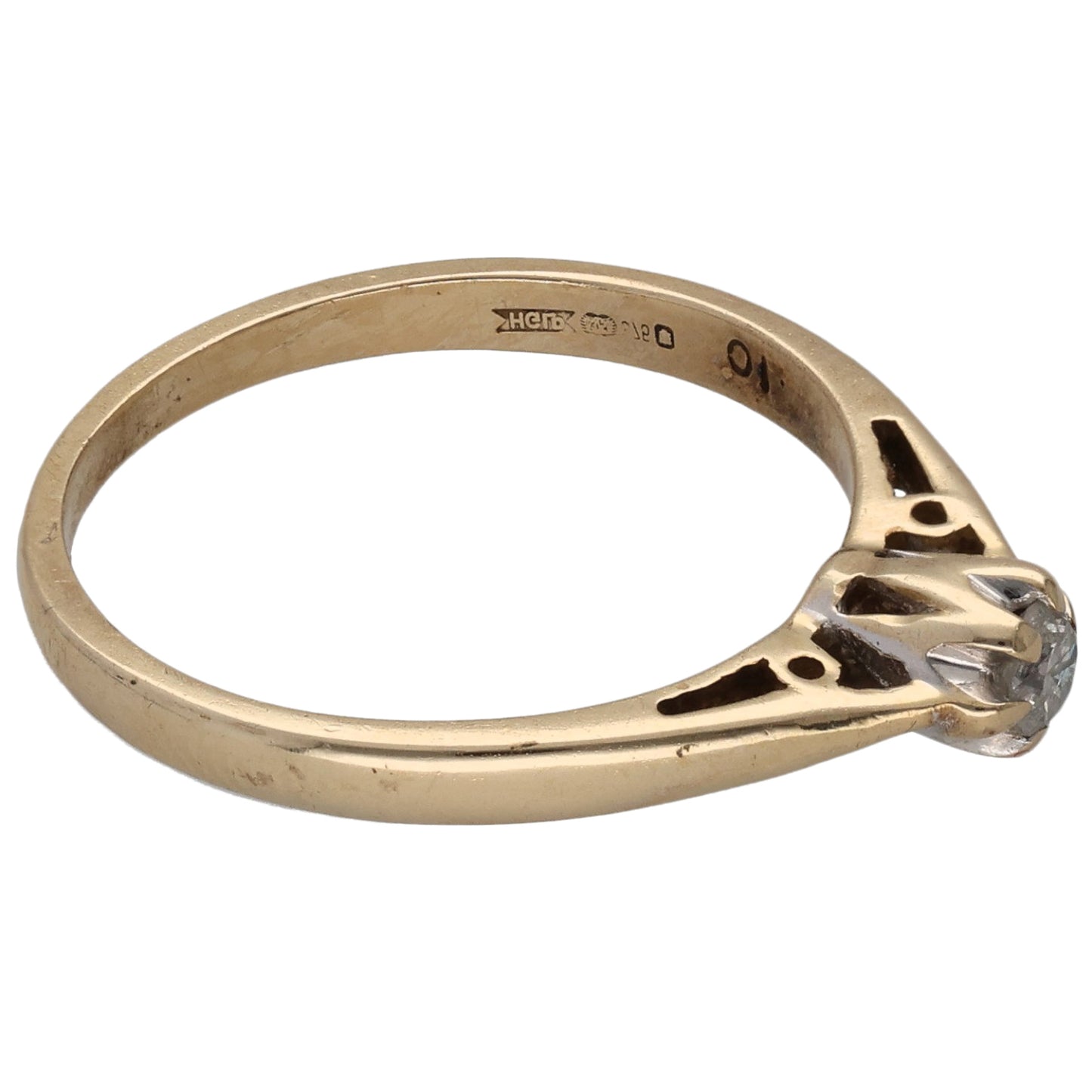 9ct Gold 0.08ct Diamond Solitaire Ring Size L