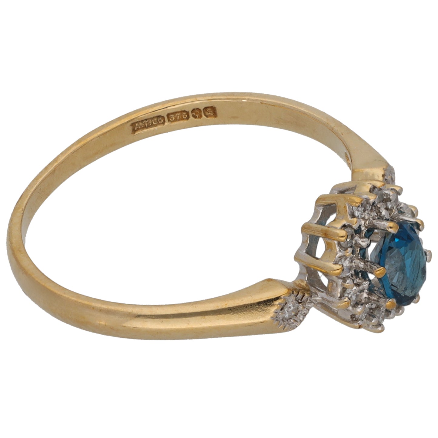 9ct Gold 0.07ct Diamond & Topaz Dress/Cocktail Ring Size R
