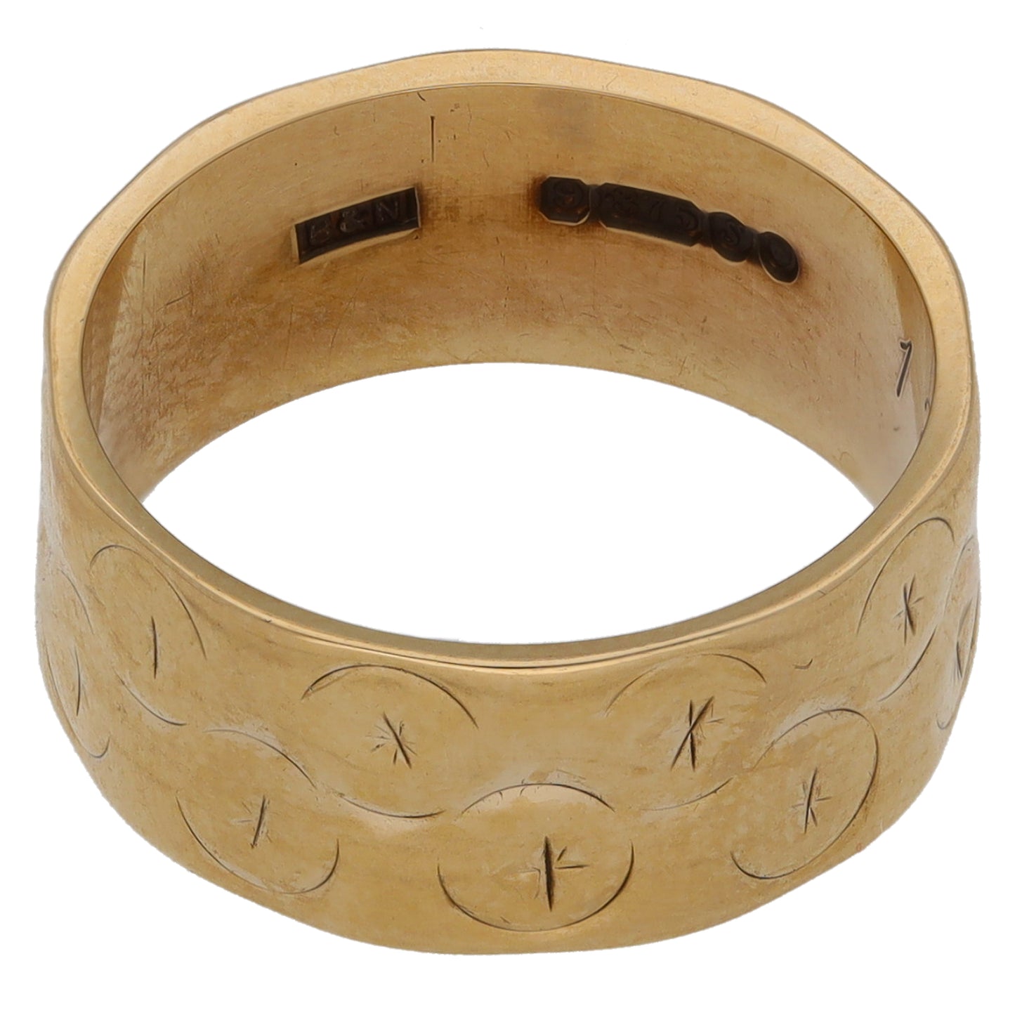 9ct Gold Patterned Wedding Ring Size M