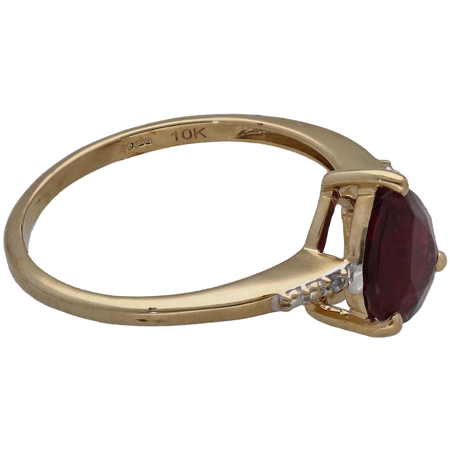 9ct Gold Tourmaline & 0.01ct Diamond Dress/Cocktail Ring Size P