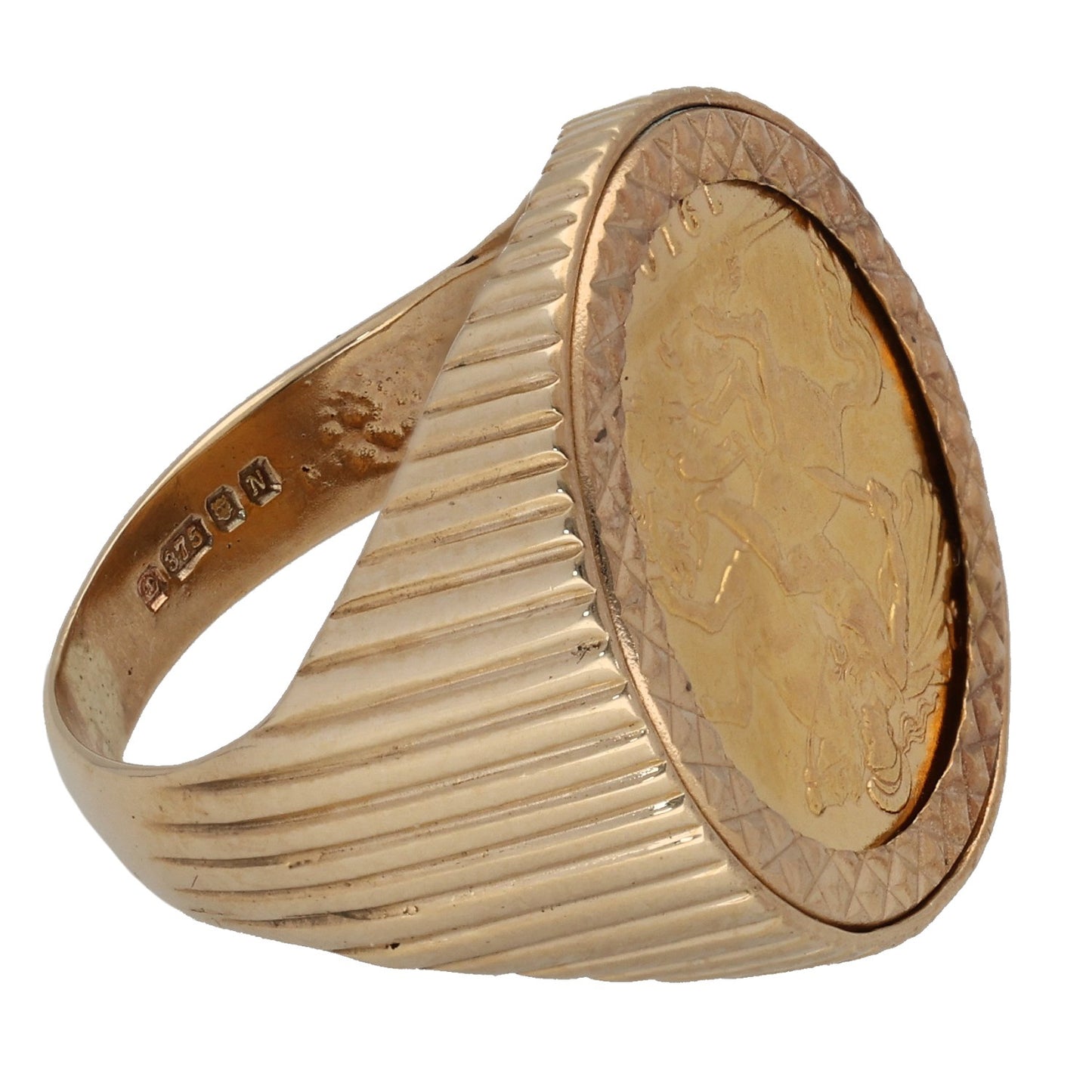 9ct Gold Half Sovereign Coin Ring Size N