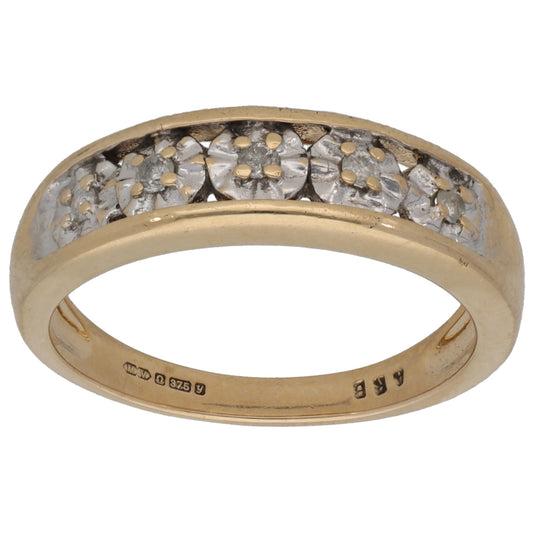 9ct Gold 0.025ct Diamond Dress/Cocktail Ring Size P