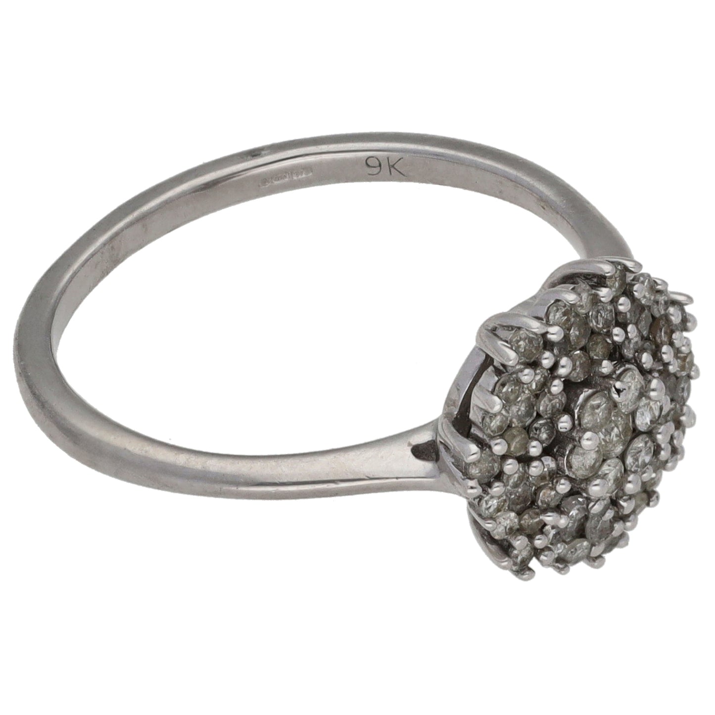 9ct White Gold 0.385ct Diamond Cluster Ring Size L