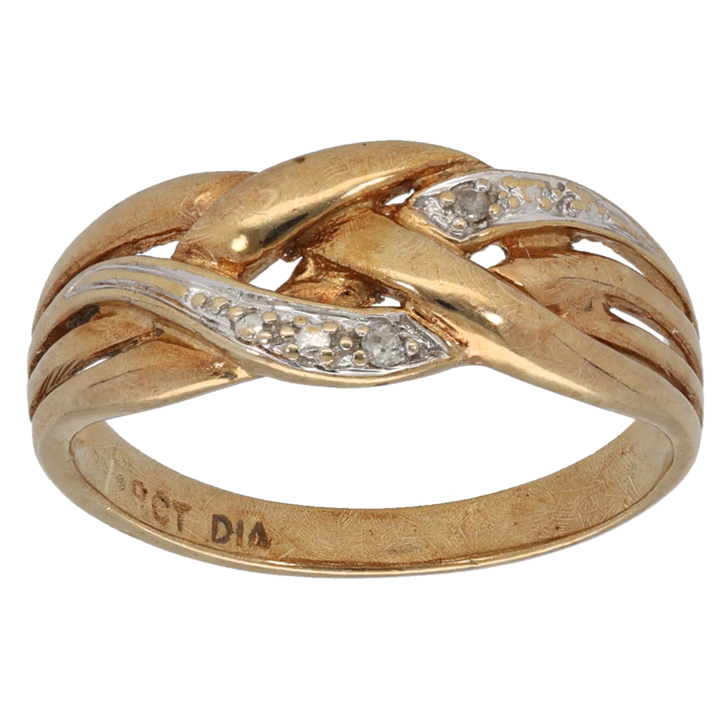 9ct Gold 0.01ct Diamond Dress/Cocktail Ring Size N