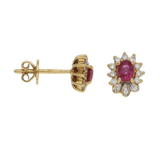 18ct Gold Ruby & 0.26ct Diamond Dress/Cocktail Earrings