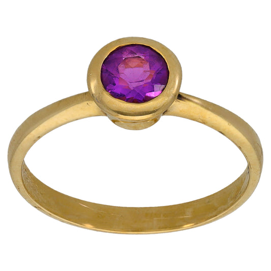 9ct Gold Amethyst Single Stone Ring Size N