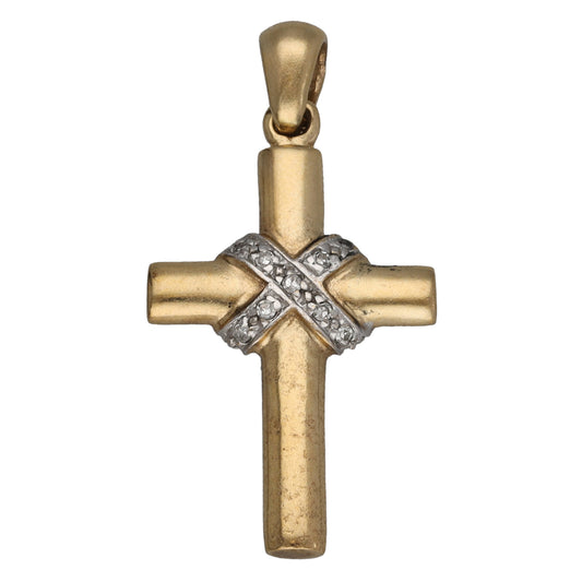 9ct Gold 0.13ct Diamond Cross Pendant